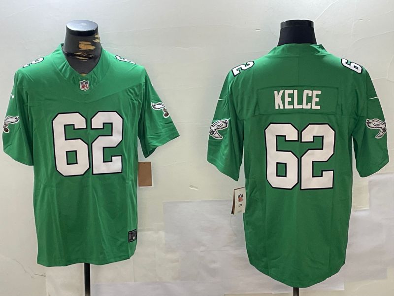 Men Philadelphia Eagles #62 Kelce Green Throwback 2024 Nike Vapor Limited NFL Jersey style 1->philadelphia eagles->NFL Jersey